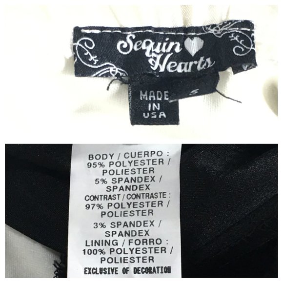 Sequin Hearts Midi Dress Party Black Cream Size 5 Pockets Hidden Back Zipper - Picture 5 of 9